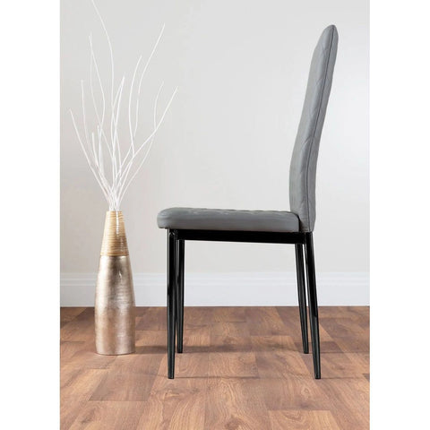 Furniture Box Seattle Glass and Black Leg Square Dining Table & 4 Grey Milan ...