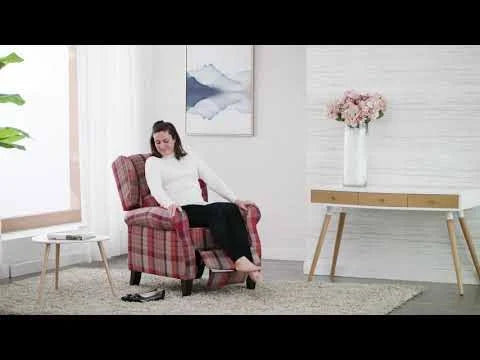 Eaton Tartan Recliner Chair - Grey