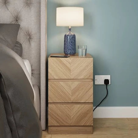 Catania Pair of 3 Drawer Bedside Tables - Euro Oak