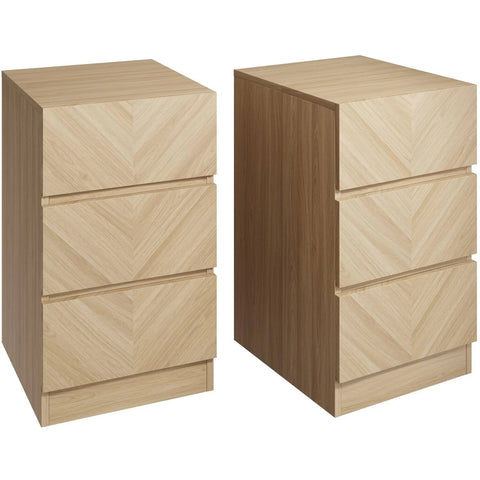 Catania Pair of 3 Drawer Bedside Tables - Euro Oak