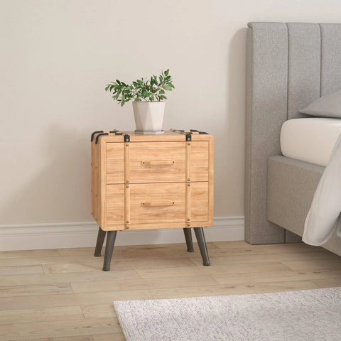 vidaXL Bedside Cabinet Solid Fir Wood 50x35x57 cm