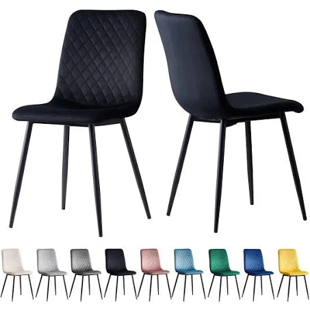 MCC Direct Set of 2 Designer Velvet Fabric Dining Chairs Metal Legs Lexi Chairs ...