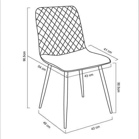 MCC Direct Set of 2 Designer Velvet Fabric Dining Chairs Metal Legs Lexi Chairs ...