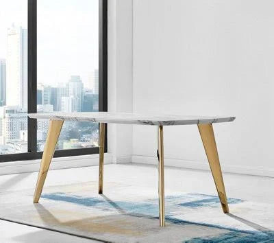 Andria Marble Effect Black Leg 6 Seater Dining Table For Luxury Modern Minimalist ...
