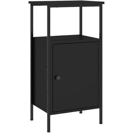 vidaXL Bedside Cabinet Black 41x31x80 cm Engineered Wood