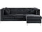 Beliani Corner Sofa Black Velvet Upholstered 3 Seater Left Hand L-Shaped Glamour ...