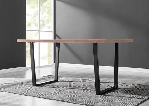 Furniture Box Kylo Brown Wood Effect Dining Table and 6 Corona Black Leg Chairs