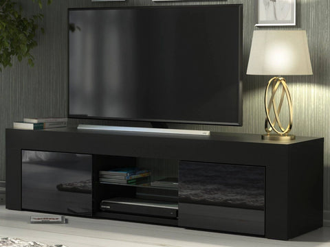 Mex Furniture TV Unit I 130cm I Sideboard I Cabinet I TV Stand I Black High Gloss ...