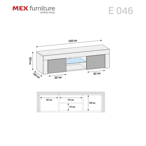 Mex Furniture TV Unit I 130cm I Sideboard I Cabinet I TV Stand I Black High Gloss ...