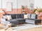 Beliani Corner Sofa Bed Grey Velvet Upholstery Storage Ottoman U-Shaped 4 Seater ...