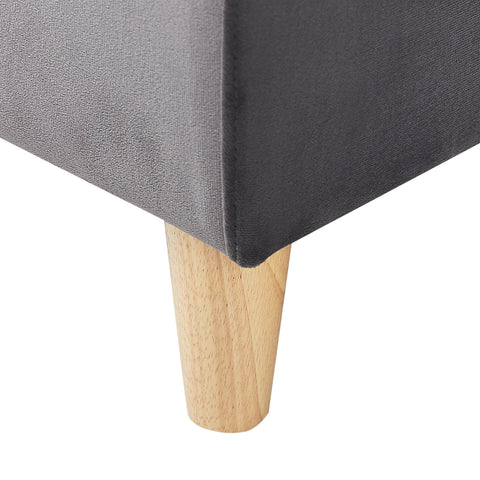 Beliani Corner Sofa Bed Grey Velvet Upholstery Storage Ottoman U-Shaped 4 Seater ...