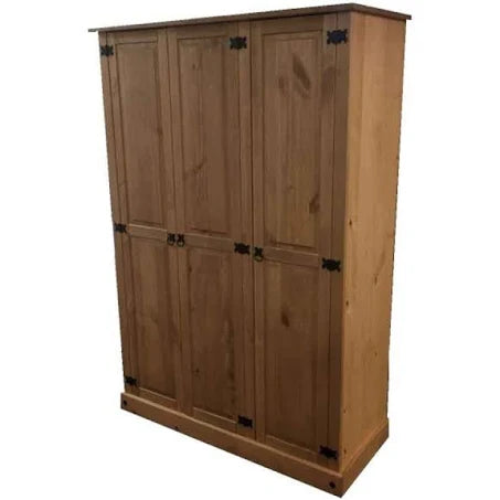 Mercers Furniture Corona Budget 3 Door Wardrobe Flat Top Solid Brown