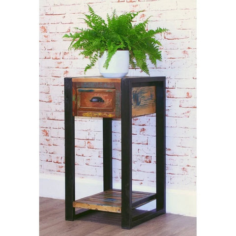 Baumhaus Urban Chic Reclaimed Wood 1 Drawer Lamp Table