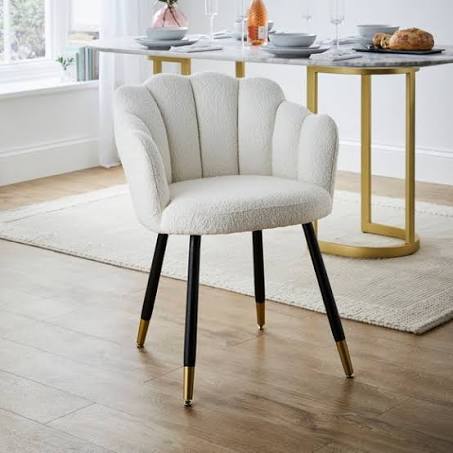 Dunelm Vivian Dining Chair, Ivory Boucle, Art Deco, Natural, Boucle Ivory, Boucle ...
