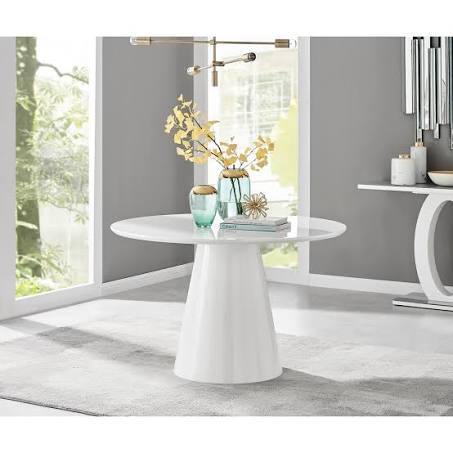 Palma White High Gloss Round Dining Table - White