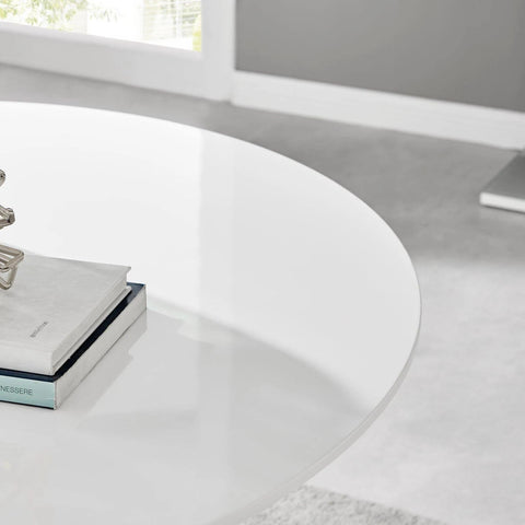 Palma White High Gloss Round Dining Table - White