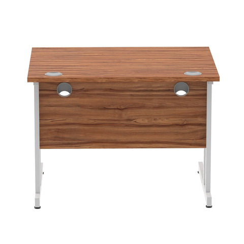 Impulse 1000 x 800mm Straight Desk Grey Oak Top White Cantilever Leg