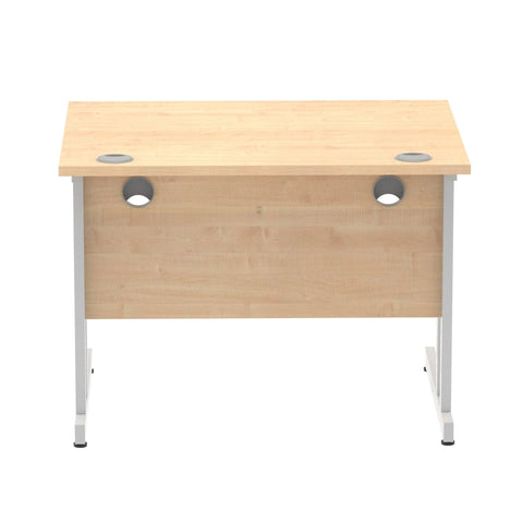Impulse 1000 x 800mm Straight Desk Grey Oak Top White Cantilever Leg