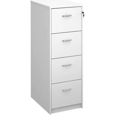 Dams Wooden White 4 Drawer Filing Cabinet