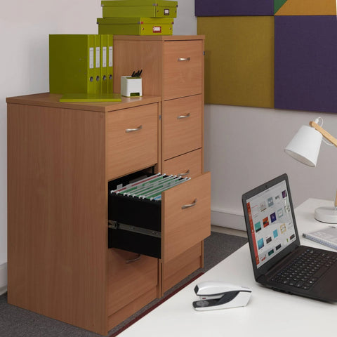 Dams Wooden White 4 Drawer Filing Cabinet
