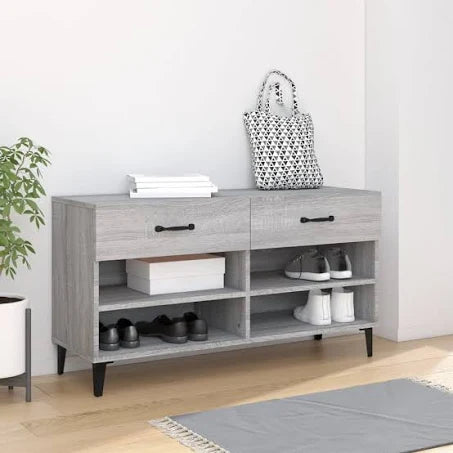 vidaXL Shoe Cabinet Grey Sonoma 102x35x55 cm Engineered Wood