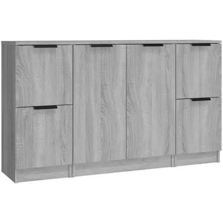 vidaXL Sideboards 3 Pcs Grey Sonoma Engineered Wood