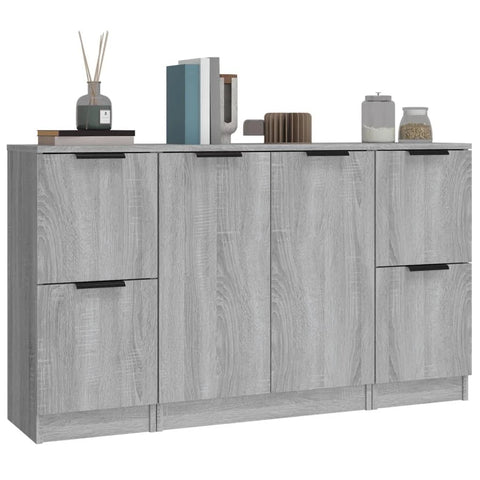 vidaXL Sideboards 3 Pcs Grey Sonoma Engineered Wood