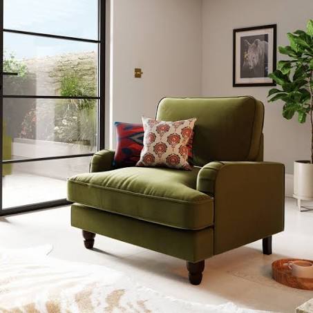 Dunelm Beatrice Matte Armchair, Mid Century, Green, Olive, Fabric/Velvet