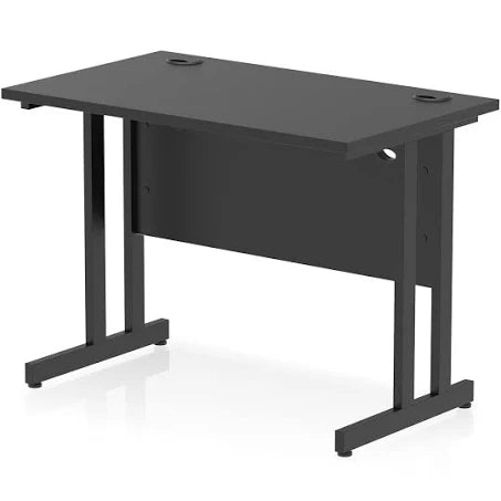 Impulse 1000x600mm Straight Office Desk Black Top Black Cantilever Leg
