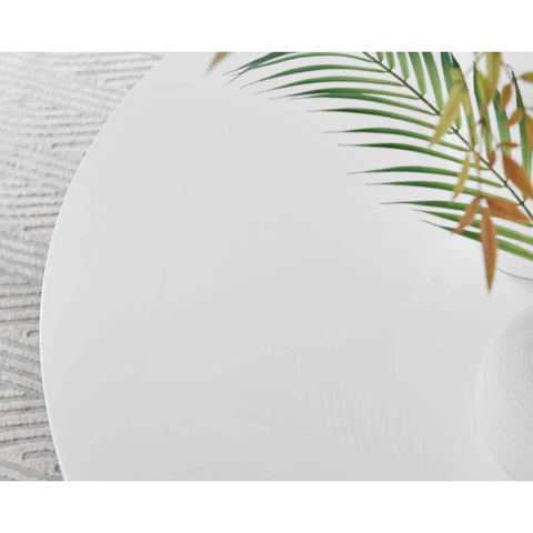 Furniture Box Adley White High Gloss and Chrome Round Storage Dining Table