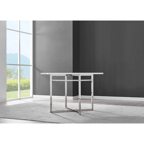 Furniture Box Adley White High Gloss and Chrome Round Storage Dining Table