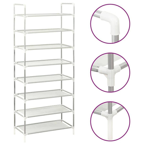 vidaXL Shoe Rack with 10 Shelves Metal and Non-Woven Fabric Black