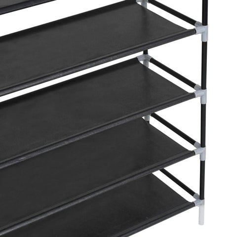vidaXL Shoe Rack with 10 Shelves Metal and Non-Woven Fabric Black