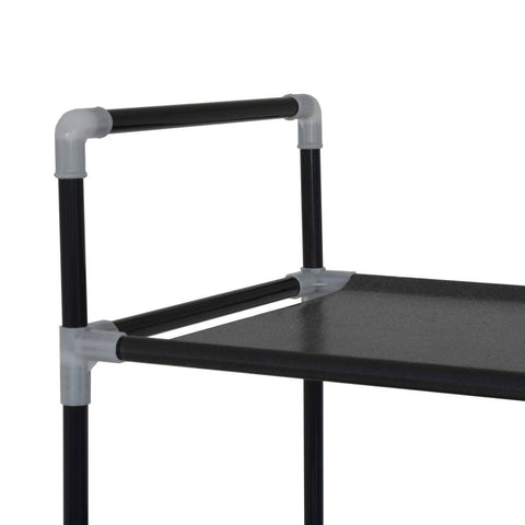 vidaXL Shoe Rack with 10 Shelves Metal and Non-Woven Fabric Black