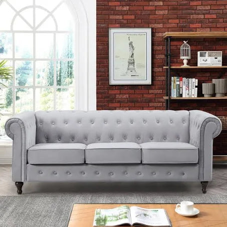 Artemis Home Pelham 3 Seat Velvet Sofa - Grey