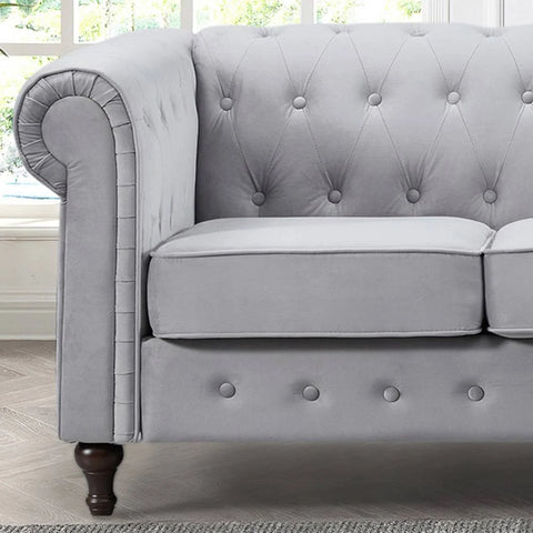 Artemis Home Pelham 3 Seat Velvet Sofa - Grey