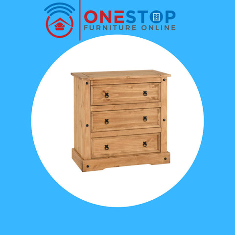 Seconique Corona Waxed Pine 3 Drawer Chest
