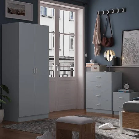 FWStyle - 2 Door Wardrobe Matt Grey Finish Tunis