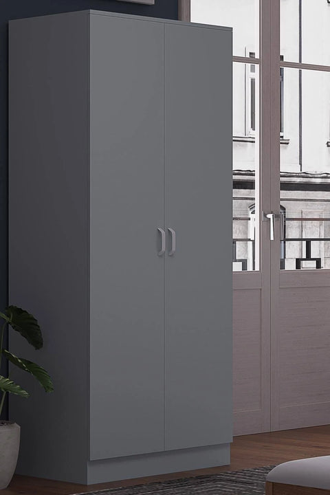 FWStyle - 2 Door Wardrobe Matt Grey Finish Tunis