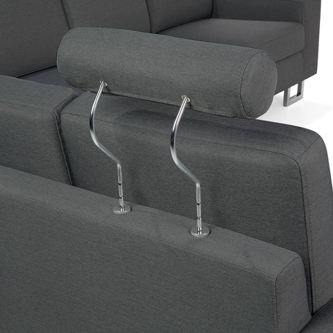 Beliani Left Hand Corner Fabric Sofa Dark Grey Stockholm