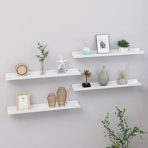 vidaXL Wall Shelves 4 Pcs High Gloss White 40x9x3 cm