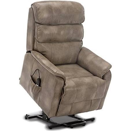 Buckingham Electric Rise Recliner Leather Air Riser Armchair - Stone