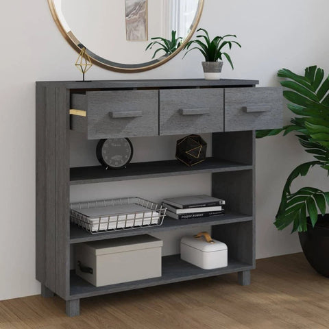 vidaXL Console Table Dark Grey 90x35x90 cm Solid Wood Pine