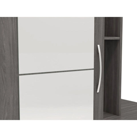 Seconique Nevada Mirrored Open Shelf Wardrobe - Black Wood Grain