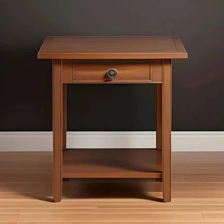 Sylvia Square Natural Wood Brown Antique Side Table