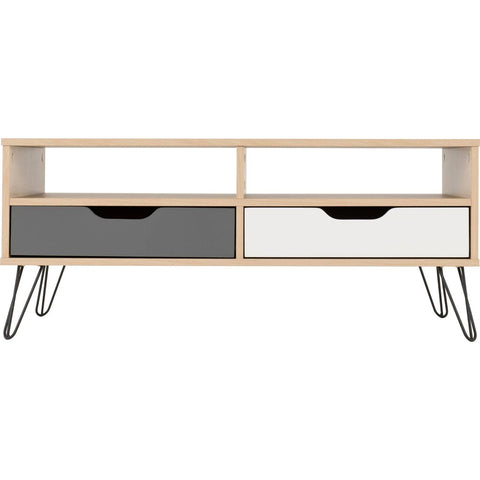 Bergen 2 Drawer Coffee Table (Oak Effect/White/Grey)