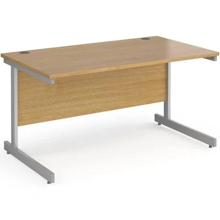 Contract 25 Straight Desk with Graphite Cantilever Leg 1000mm x 800mm - Oak Top