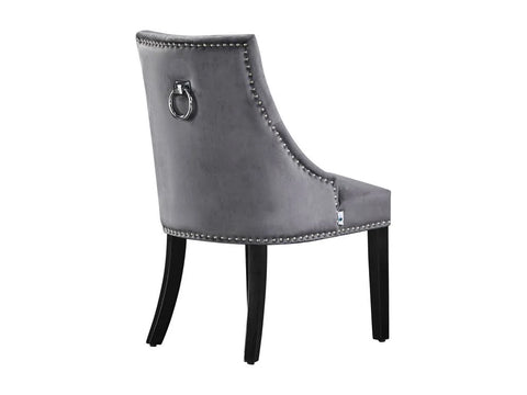 Windsor Lux Velvet Dining Chair Set of 2 - Dark Grey - Life Interiors