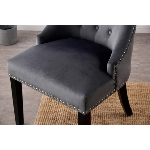 Windsor Lux Velvet Dining Chair Set of 2 - Dark Grey - Life Interiors