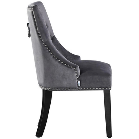 Windsor Lux Velvet Dining Chair Set of 2 - Dark Grey - Life Interiors